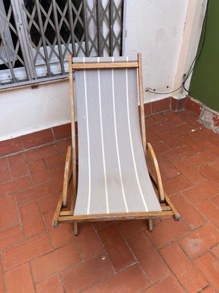 Silla de terraza plegable madera y tela