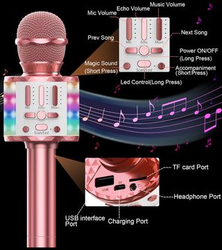 Micrófono Karaoke Bluetooth, Microfono Inalámbrico