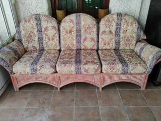 Sofá Terraza Ratán y Tela