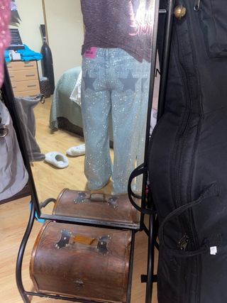 Pantalones Stradivarius plateados brillantes