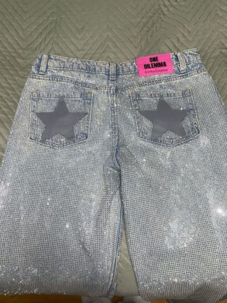 Pantalones Stradivarius plateados brillantes