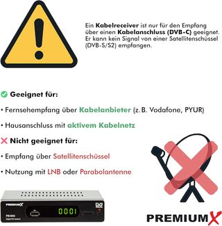 PremiumX Receptor de cable DVB-C FTA 531C Digital