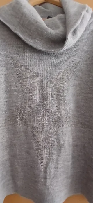 Jersey cuello volcado mujer gris