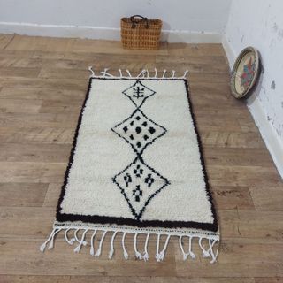 Alfombra Azilal Lana Beige y Negro