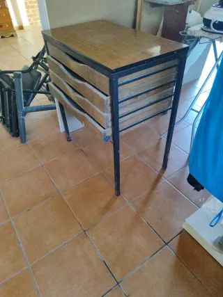 Cajonera Mueble Antiguo Madera y Metal