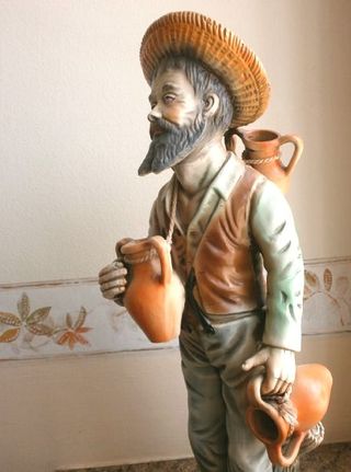 Figura cerámica hombre con cántaros 49cm