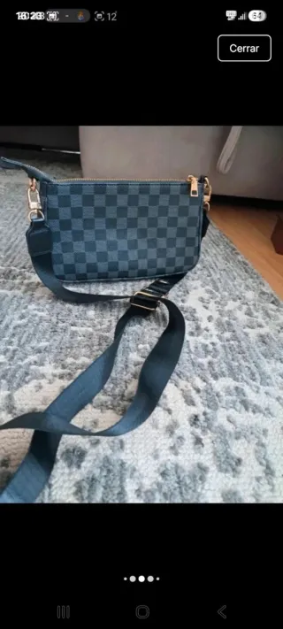 Bolso cuadros negro y gris
