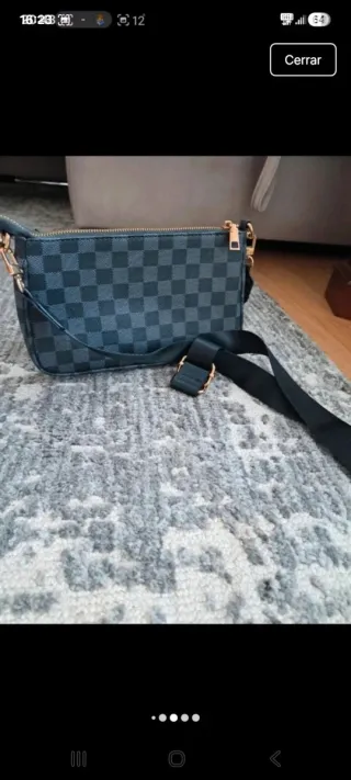 Bolso cuadros negro y gris