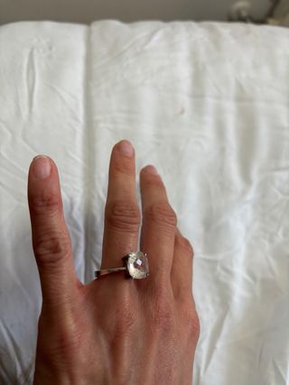 Anillo Cuarzo Blanco Plata