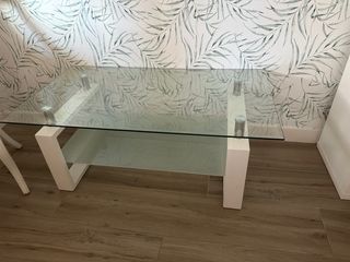 Mesa de centro cristal y madera 60x46x110