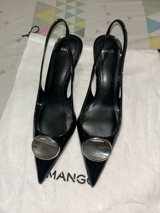 Zapatos Mango Tacón Negro Talla 38