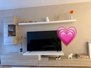 Mueble de salón modular madera y cristal