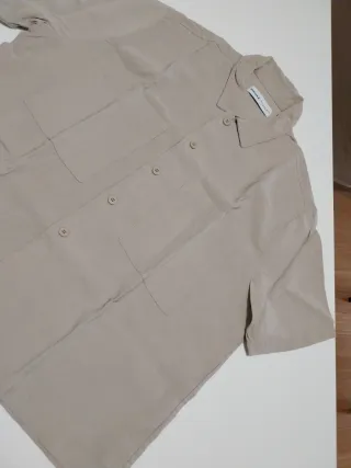 Camisa Bershka Beige Manga Corta