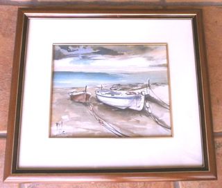 ACUARELA MARINA original FIRMADA con MARCO