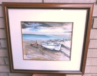 ACUARELA MARINA original FIRMADA con MARCO