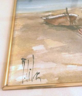 ACUARELA MARINA original FIRMADA con MARCO