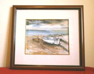 ACUARELA MARINA original FIRMADA con MARCO