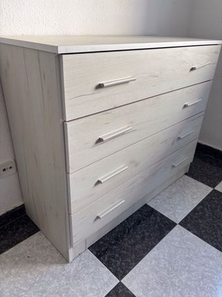 Cómoda 4 cajones madera y metal