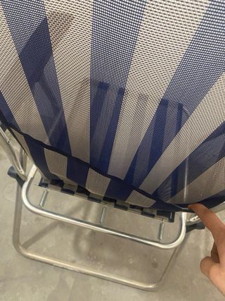 Silla de Playa Plegable Azul y Plateada