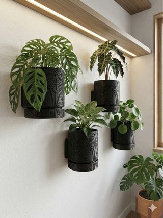Vaso Auto-irrigável Monstera Preto/Dourado