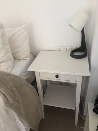 Juego cama doble + mesita noche + 2 lámparas