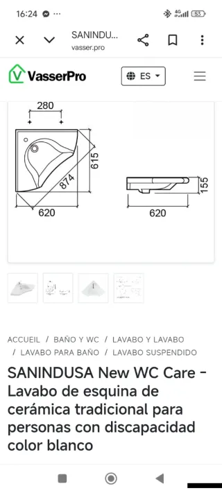 Lavabo adaptado sanidusa new care.