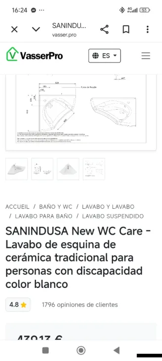 Lavabo adaptado sanidusa new care.