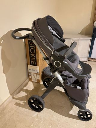Stokke juego: carrito con Silla Coche, Capazo Gris