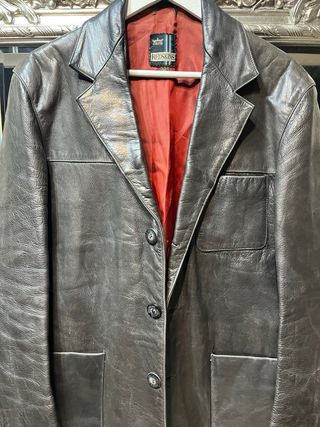 Chaqueta de cuero Redskins marrón oscuro