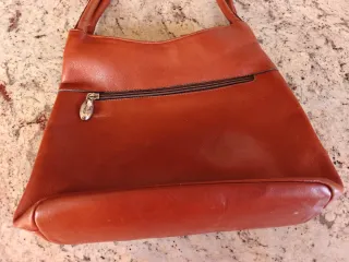 Bolso piel marrón asa larga 2 compartimentos