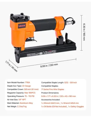 Grapadora Neumática VEVOR Calibre 22