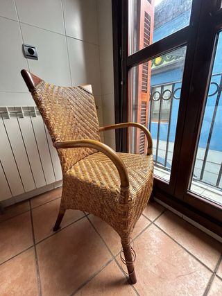 Silla Ratán y Madera Cómoda Decorativa