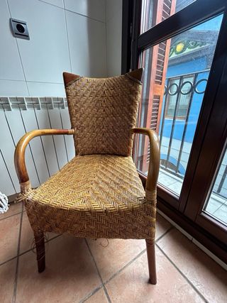 Silla Ratán y Madera Cómoda Decorativa