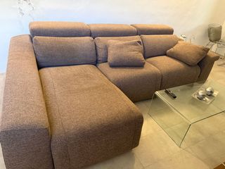 Sofá Chaiselongue Angel Cerda Tela Beige/Marrón