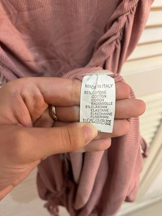 Vestido rosa ajustado canalé fruncido talla S M