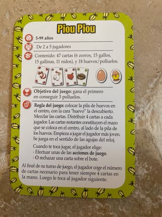 Juego de cartas Piou Piou.