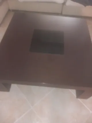 Mesa de centro cuadrada madera y cristal