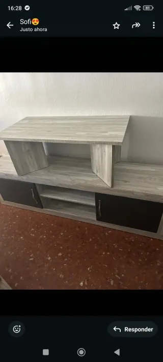 Mesa de centro y auxiliar madera gris