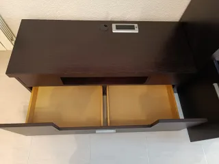 Mueble de salón modular madera wengue y cristal