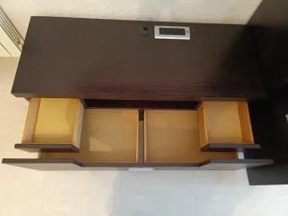 Mueble de salón modular madera wengue y cristal