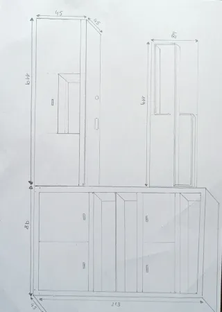 Mueble de salón modular madera wengue y cristal