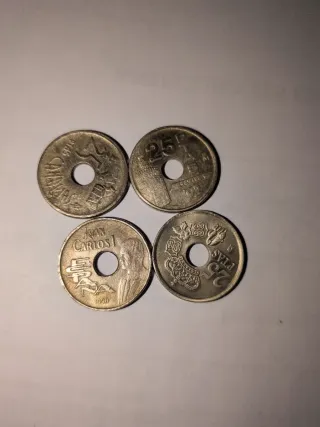 Lote 4 monedas 25 pesetas España