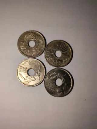 Lote 4 monedas 25 pesetas España