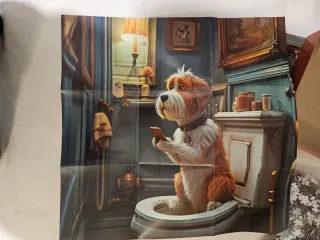 Puzzle perro en baño con móvil