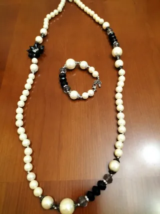 Conjunto Collar y Pulsera Perlas Antiguo