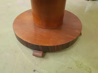 Mesa redonda vintage madera y cristal