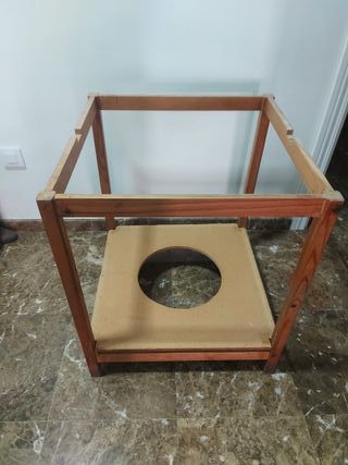 Patas de madera y parte brasero,Mesa Camilla 1m