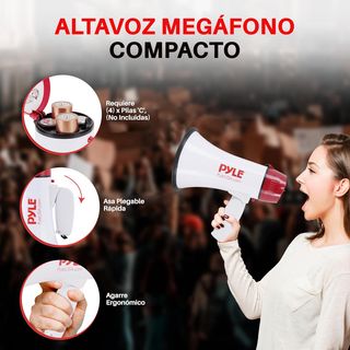 Pyle megafono, Portatil, 20V, Volumen ajustable, P