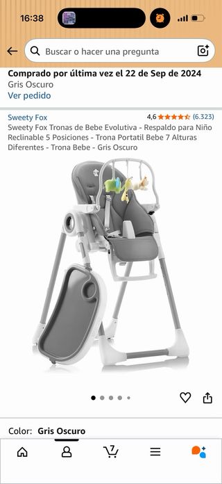 Trona Sweet Fox gris bebes niños niñas