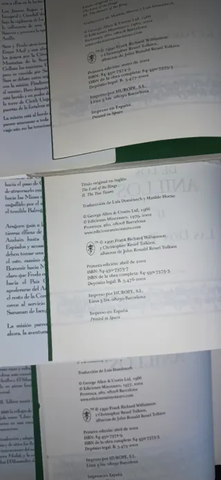 1°edición/tapa dura, Señor de los Anillos, Tolkien